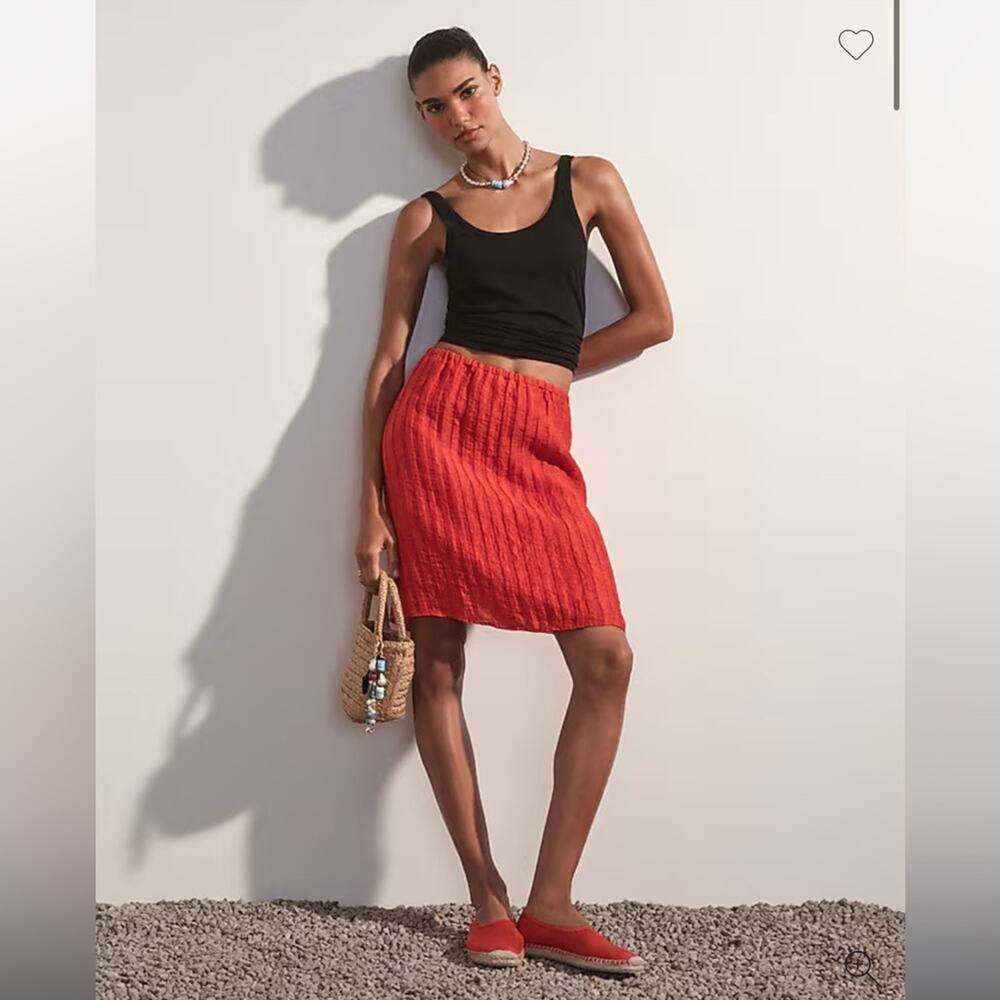 J.Crew Textured linen-blend skirt